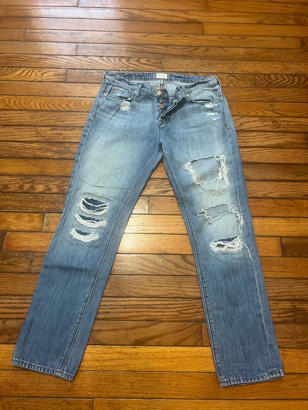 Hudson Jeans Distressed Light Blue Boyfriend Jeans